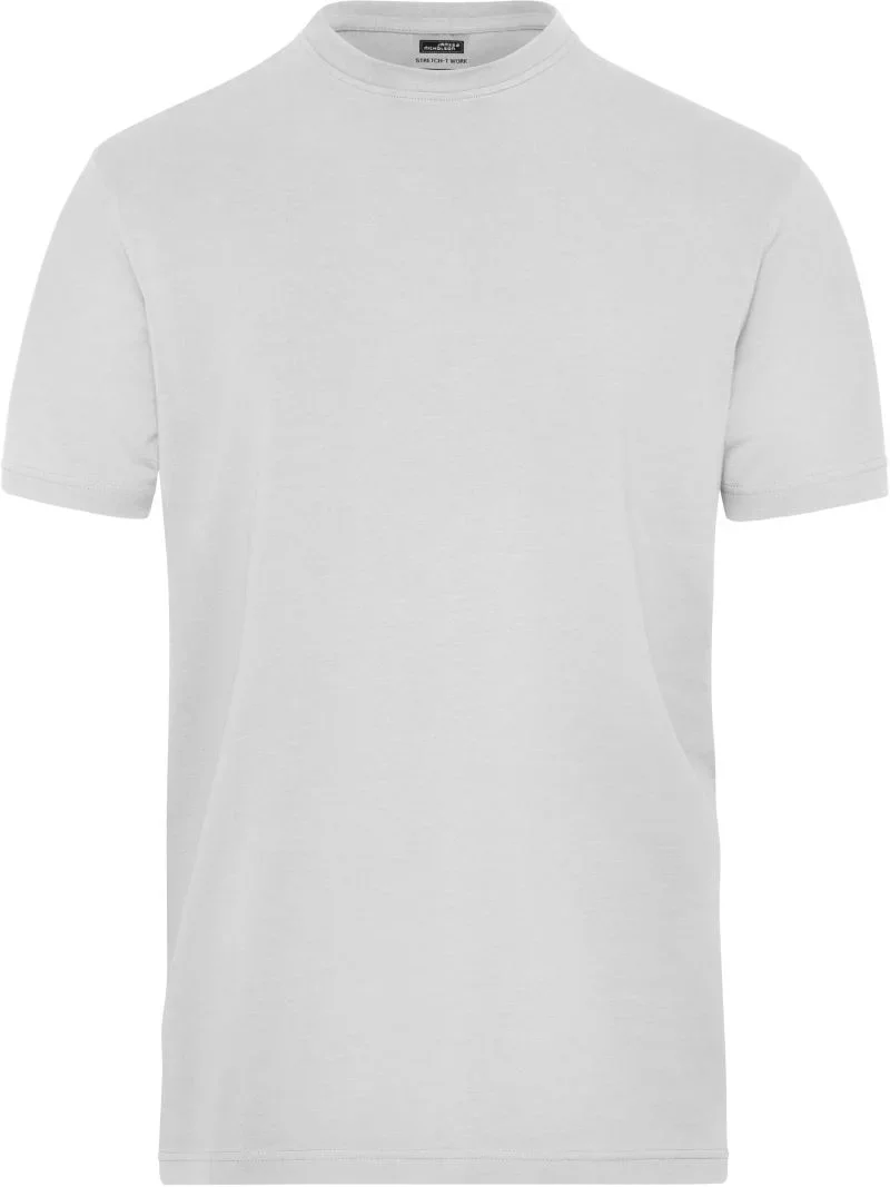 James & Nicholson JN 1802 – Herren Bio Workwear Stretch T-Shirt - Solid – White