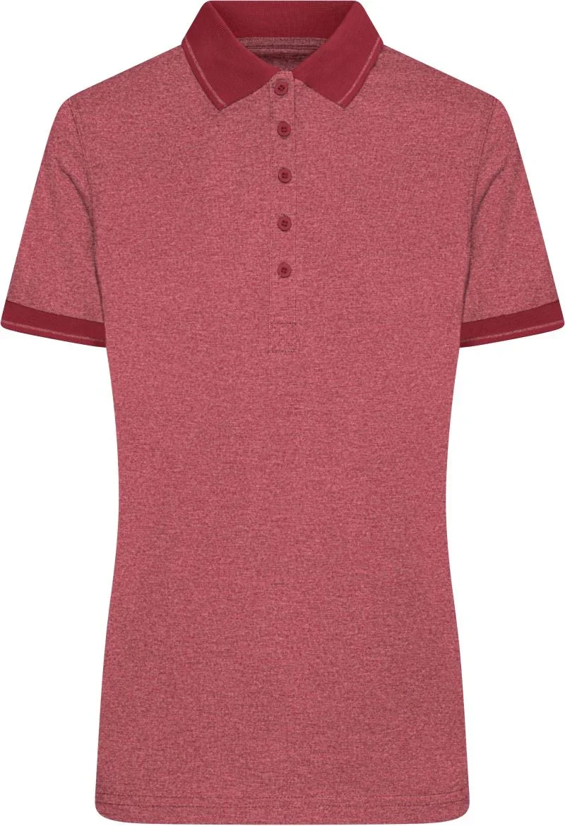 James & Nicholson JN 705 – Damen Jersey Melange Polo – Wine Melange/Wine