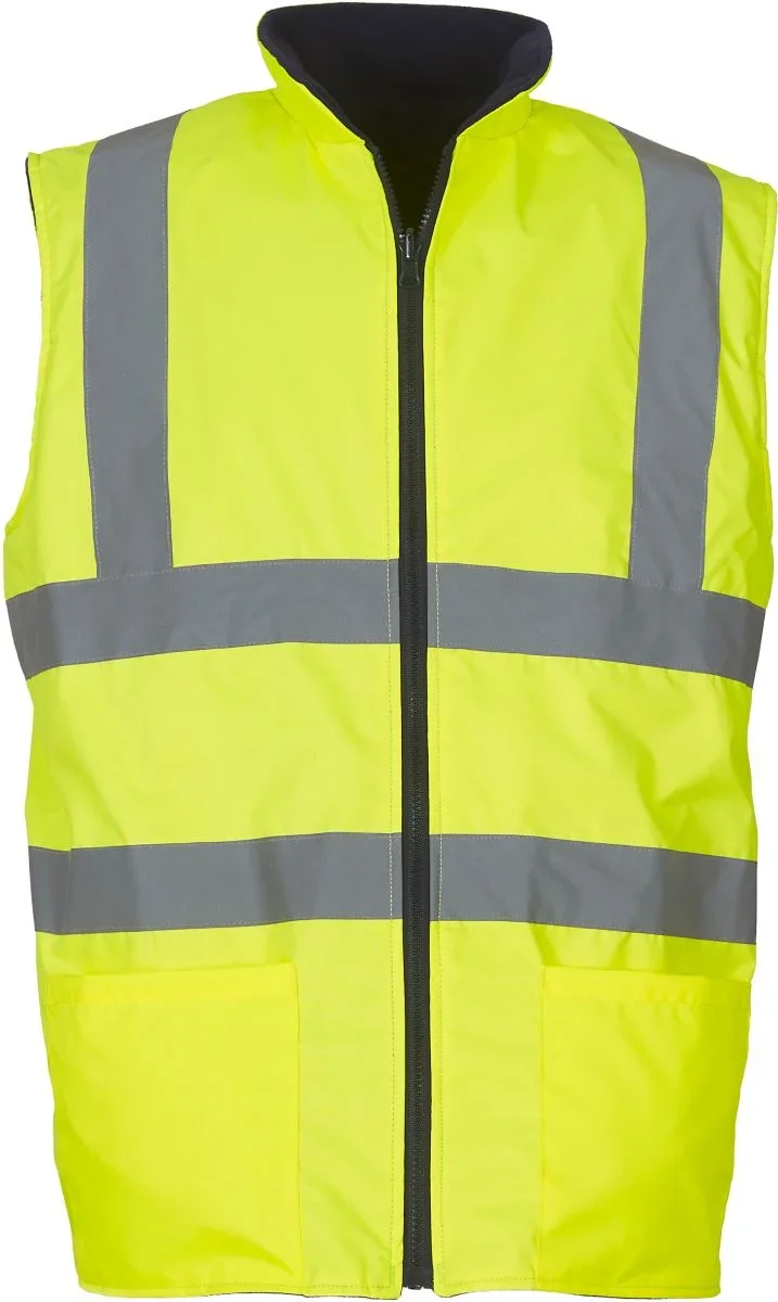 Yoko HV 008F – Hi-Vis Wende Fleece Bodywarmer – Hi Vis Yellow