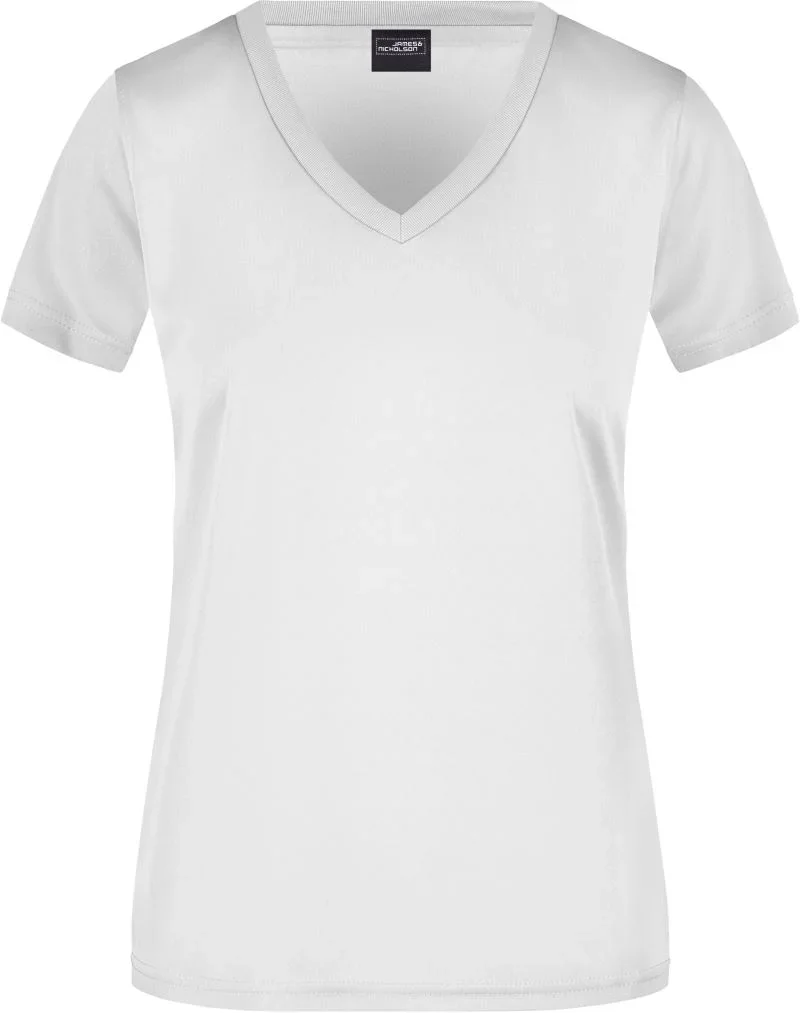 James & Nicholson JN 735 – Damen V-Ausschnitt Sport T-Shirt – White