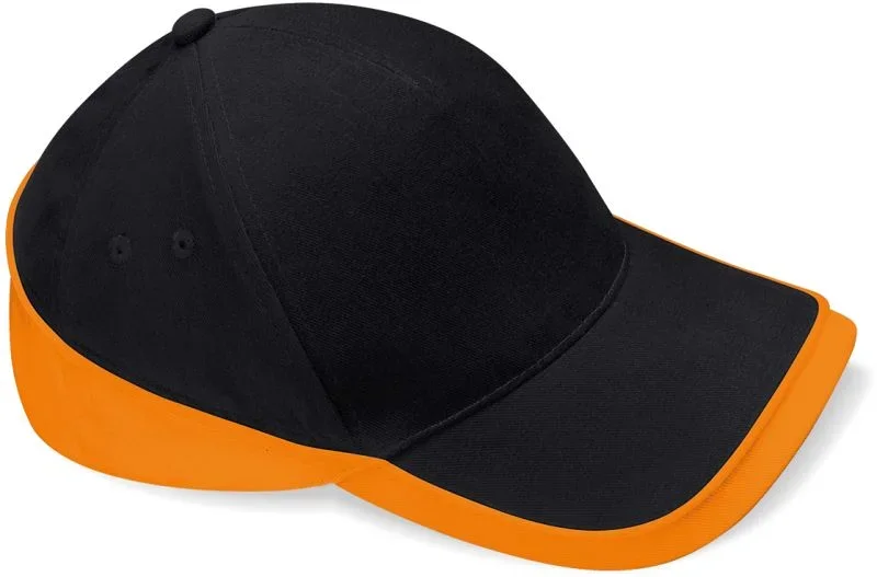 Beechfield B 171 – 5 Panel Teamwear Competition Kappe – Black/Orange