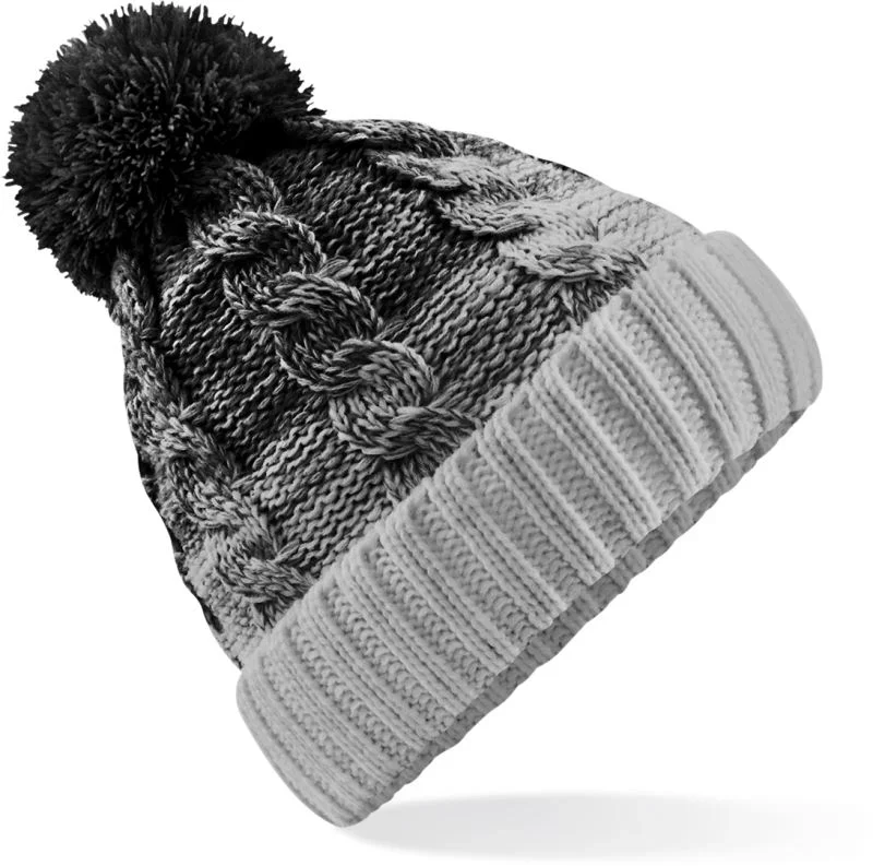 Beechfield B 459 – Strickmütze "Ombré" – Black/Light Grey