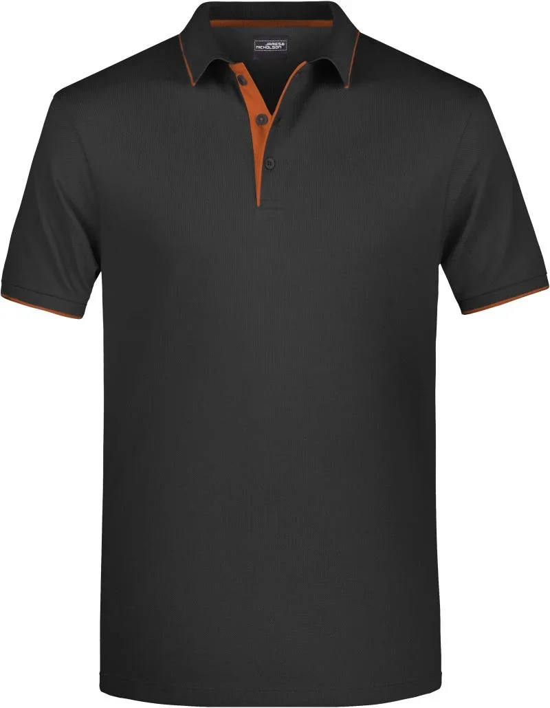 James & Nicholson JN 728 – Herren Piqué Polo Stripe – Black/Orange
