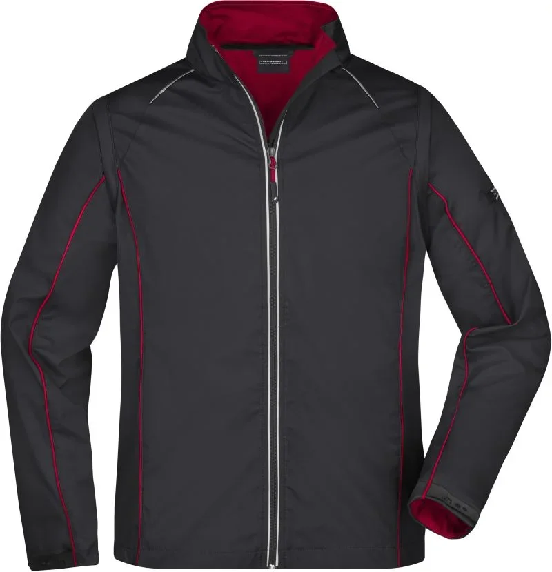 James & Nicholson JN 1122 – Herren Softshell Jacke mit abnehmbaren Ärmeln – Black/Red