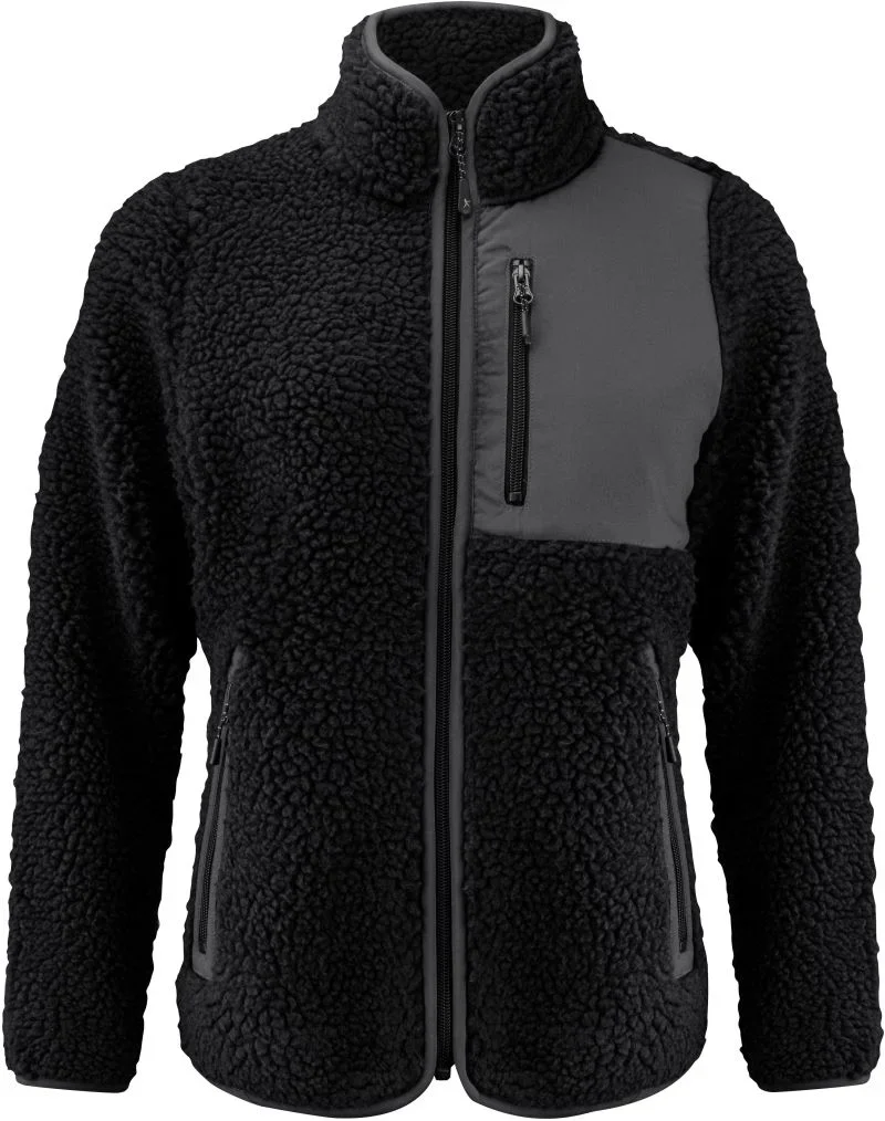 James Harvest Kingsley Fleece Women – Damen Sherpa Fleece Jacke "Two-Tone" – Black