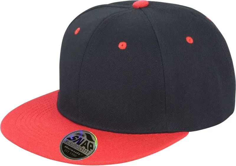Result Headwear RC 082X – 6 Panel Kontrast Flat Peak Kappe – Black/Red