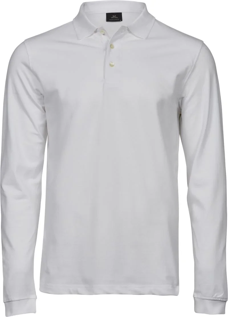 TEE JAYS TJ 1406 – Herren Luxus Stretch Piqué Polo langarm – White