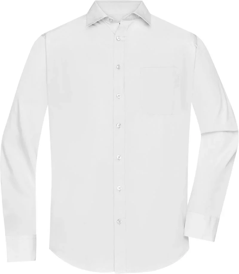 James & Nicholson JN 678 – Popeline Hemd langarm – White