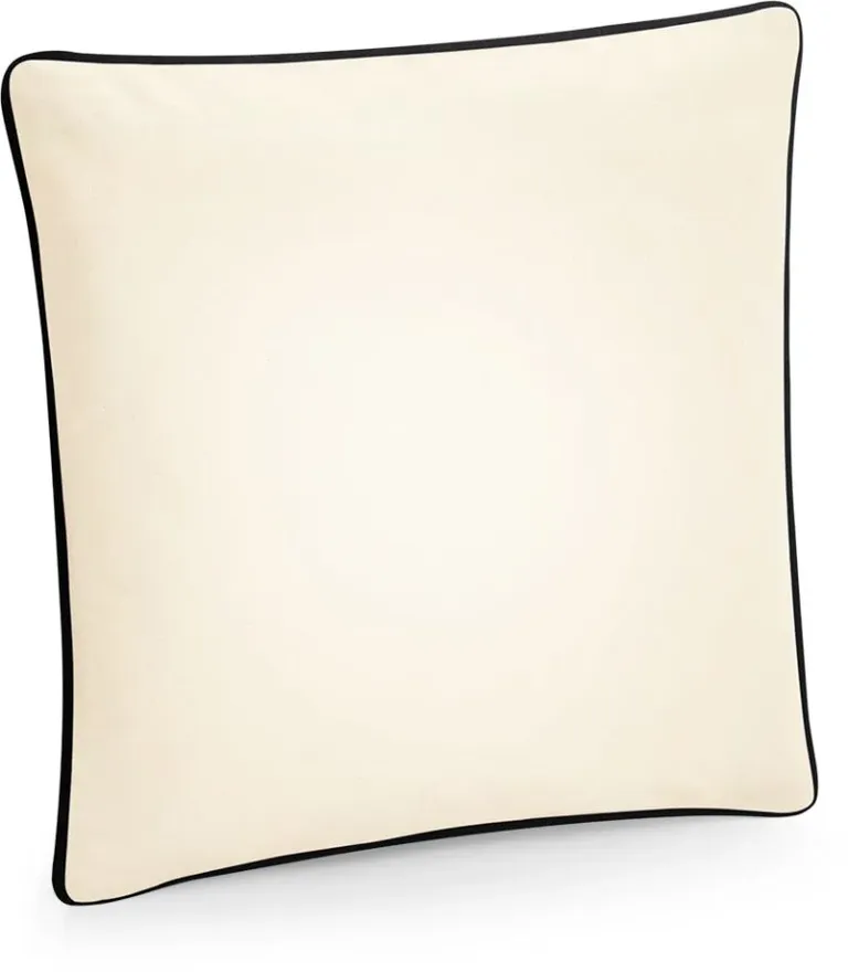 Westford Mill W 355 – Fairtrade Kissenbezug mit Paspel – Natural/Black