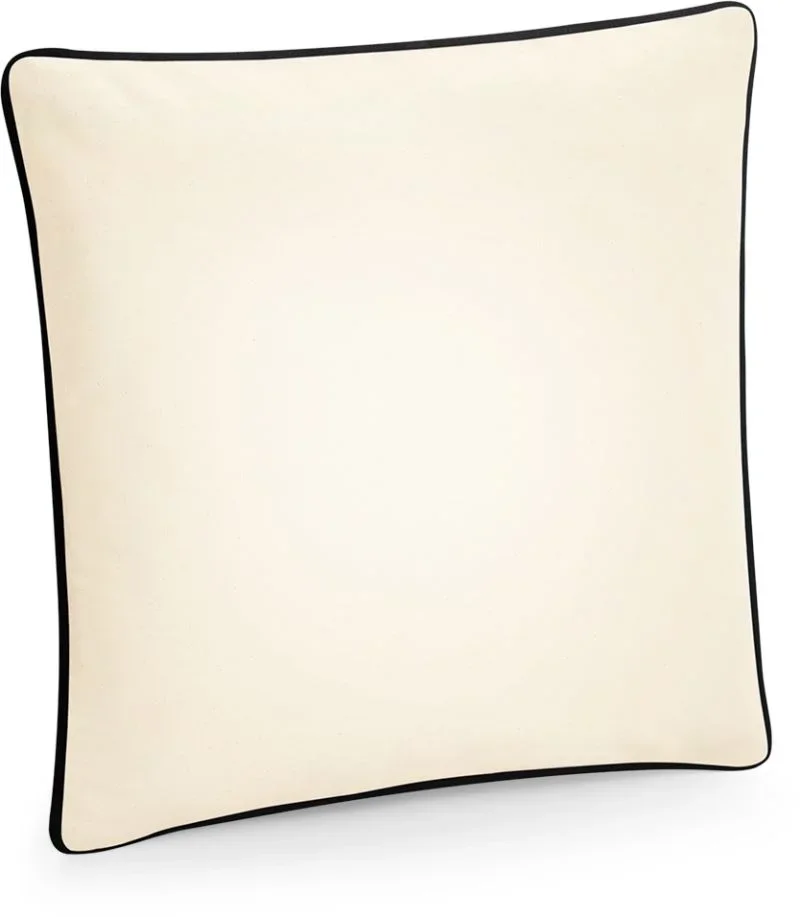 Westford Mill W 355 – Fairtrade Kissenbezug mit Paspel – Natural/Black