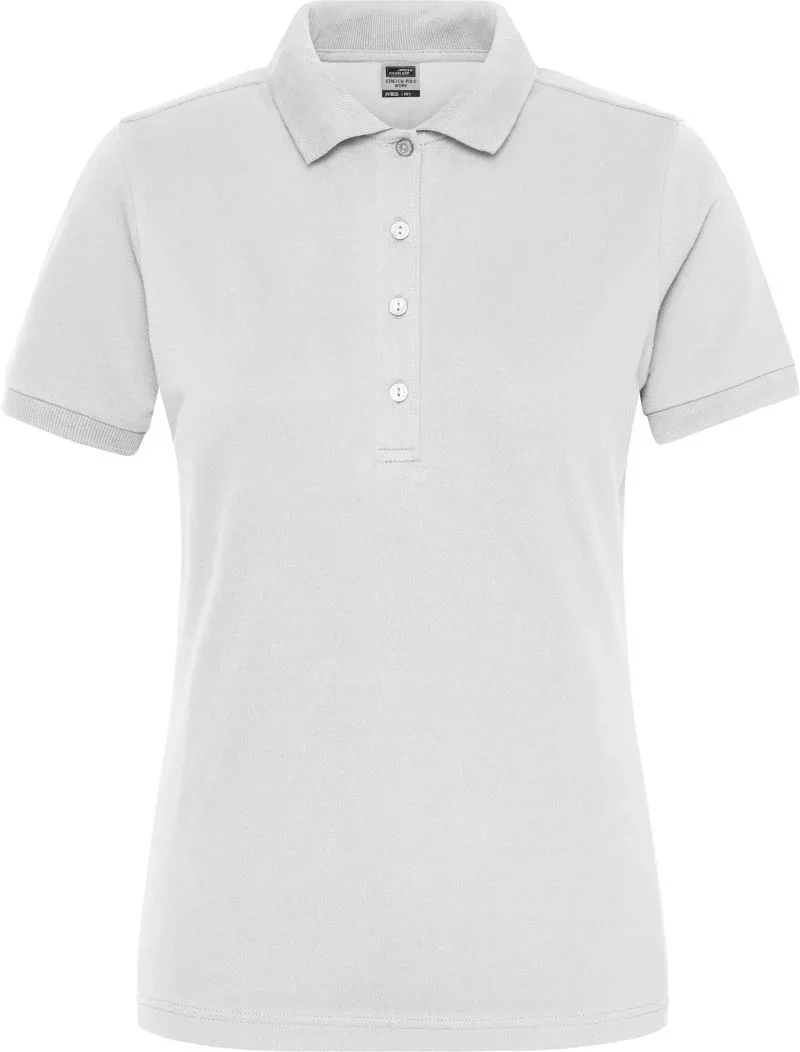James & Nicholson JN 1805 – Damen Bio Workwear Stretch Polo - Solid – White