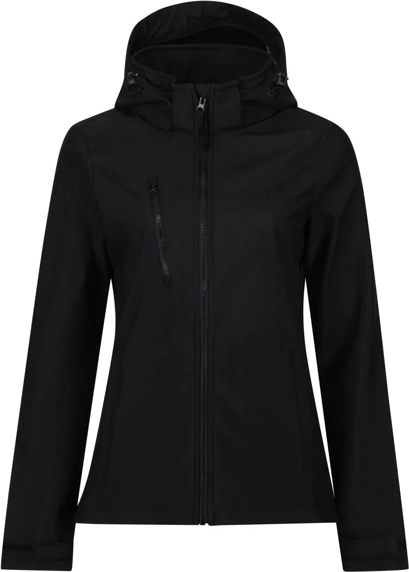 Regatta Professional TRA 702 – Damen 3-Lagen Kapuzen Softshell Jacke "Venturer" – Black/Black