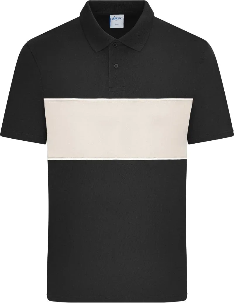 James & Nicholson 8050 – Bio Polo "Colour-Block" – Black/Sandstone