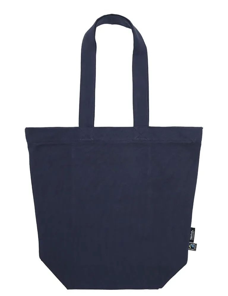 Neutral O 90053 – Bio Fairtrade Baumwolltasche mit Zipp – Navy