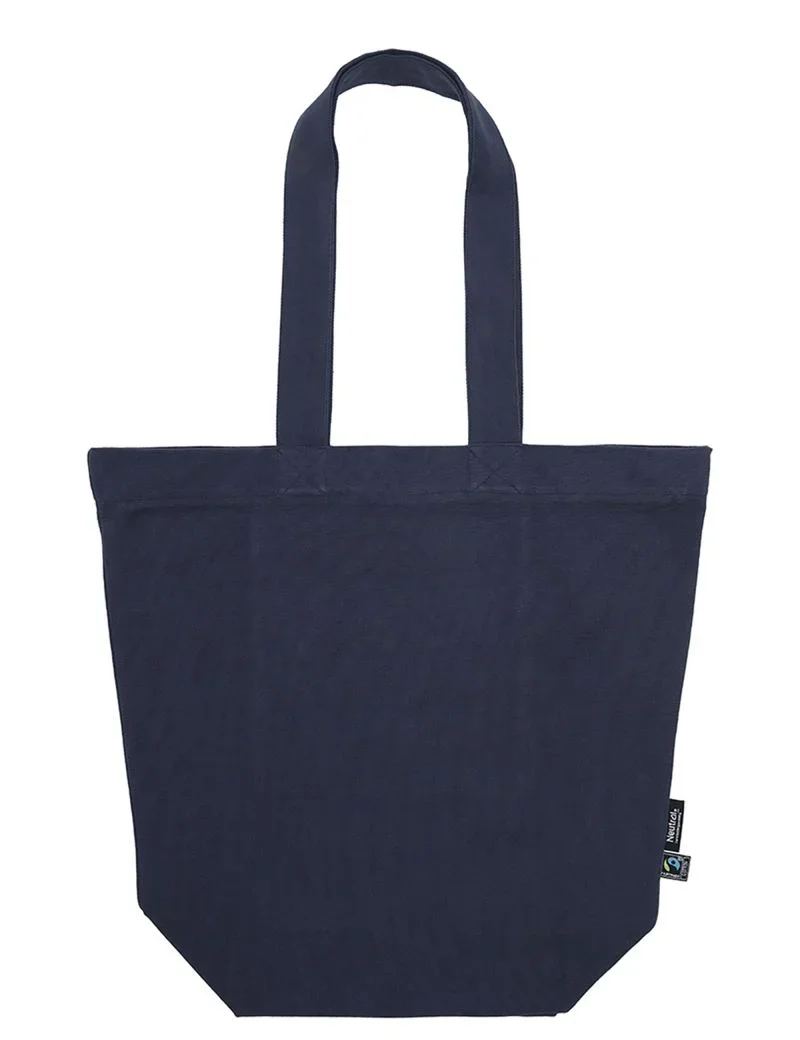 Neutral O 90053 – Bio Fairtrade Baumwolltasche mit Zipp – Navy