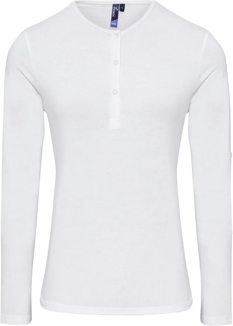Premier PR 318 – Damen Rollärmel T-Shirt langarm – White