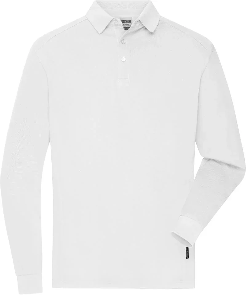 James & Nicholson JN 1842 – Herren Piqué Workwear Polo langarm – White