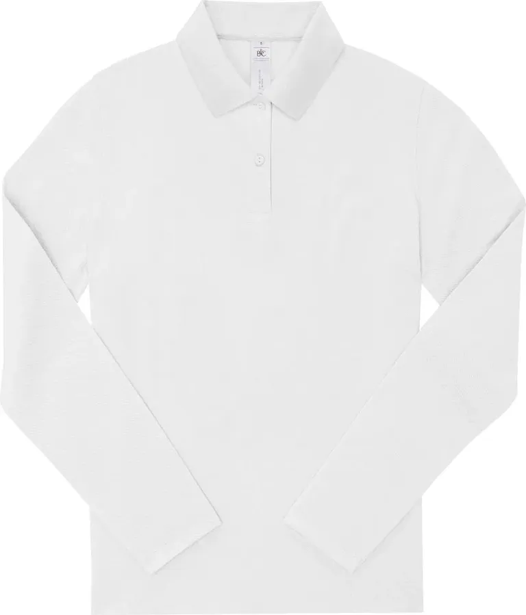 B&C Collection My Polo 180 LSL – Damen Piqué Polo langarm – White