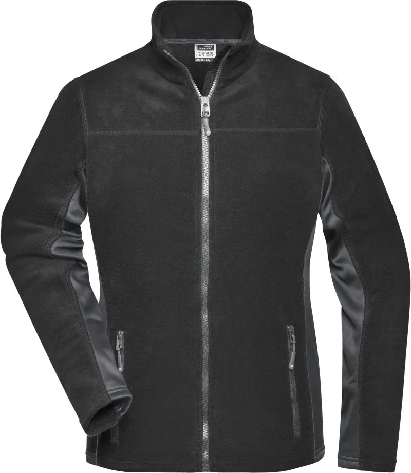 James & Nicholson JN 841 – Damen Workwear Microfleece Jacke - Strong – Black/Carbon