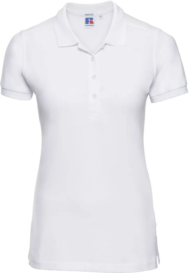 Russell Athletic 566F – Damen Stretch Piqué Polo – White
