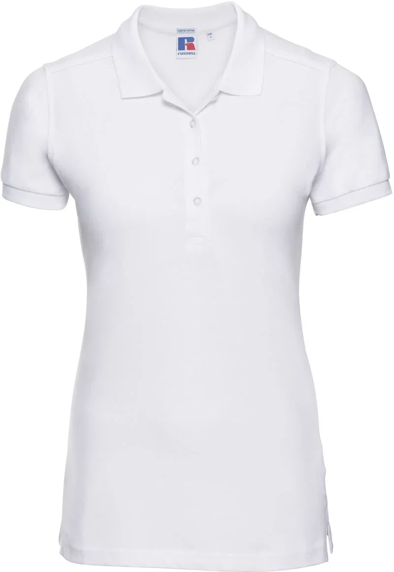 Russell Athletic 566F – Damen Stretch Piqué Polo – White