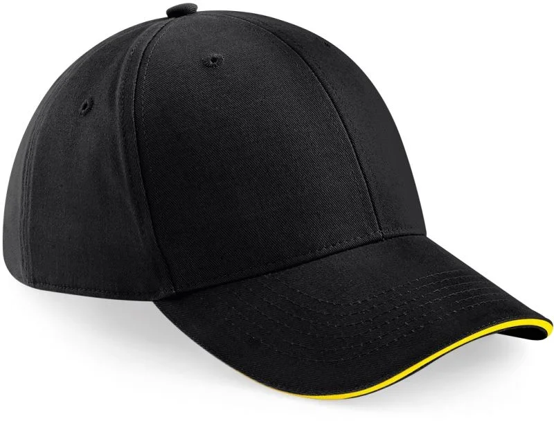 Beechfield B 20 – 6 Panel Sandwich Kappe "Athleisure" – Black/Yellow