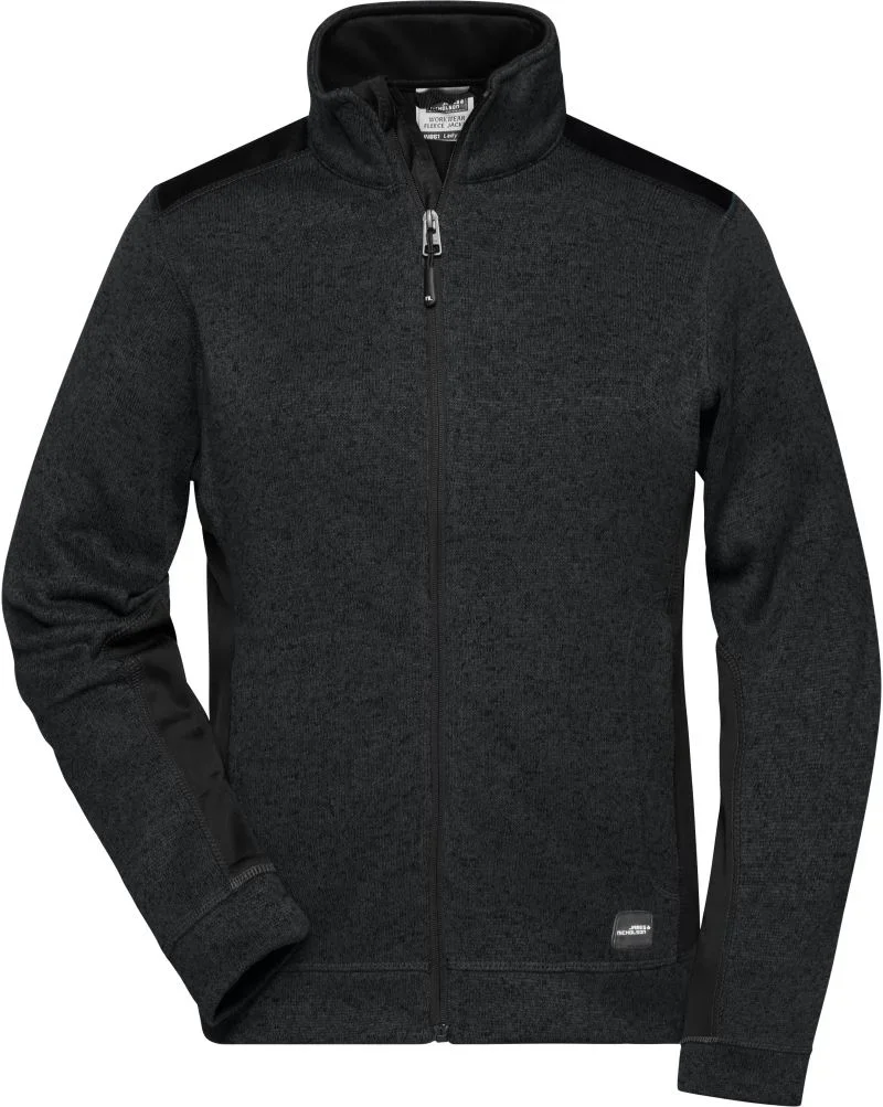 James & Nicholson JN 861 – Damen Workwear Strickfleece Jacke - Strong – Black/Black