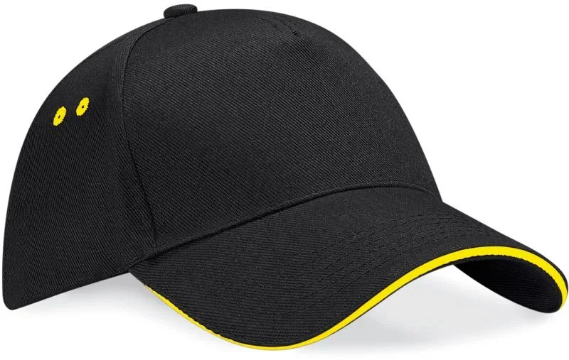 Beechfield B 15C – 5 Panel Sandwich Kappe – Black/Yellow