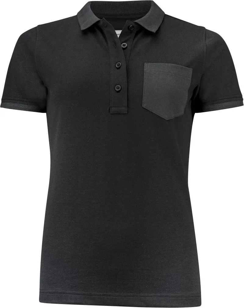 James Harvest Pinedale Polo Women – Schweres Damen Piqué Polo "Two-Tone" – Black