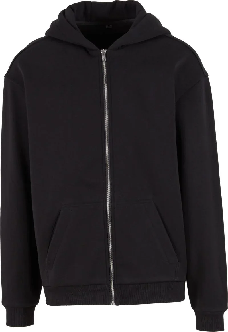 Build your Brand BY 443 – Schwere Kapuzen Sweatjacke "Loose Fit" – Black