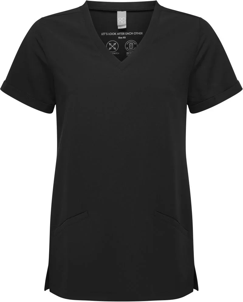 Premier NN 310 – Damen V-Ausschnitt Stretch Kasack – Black