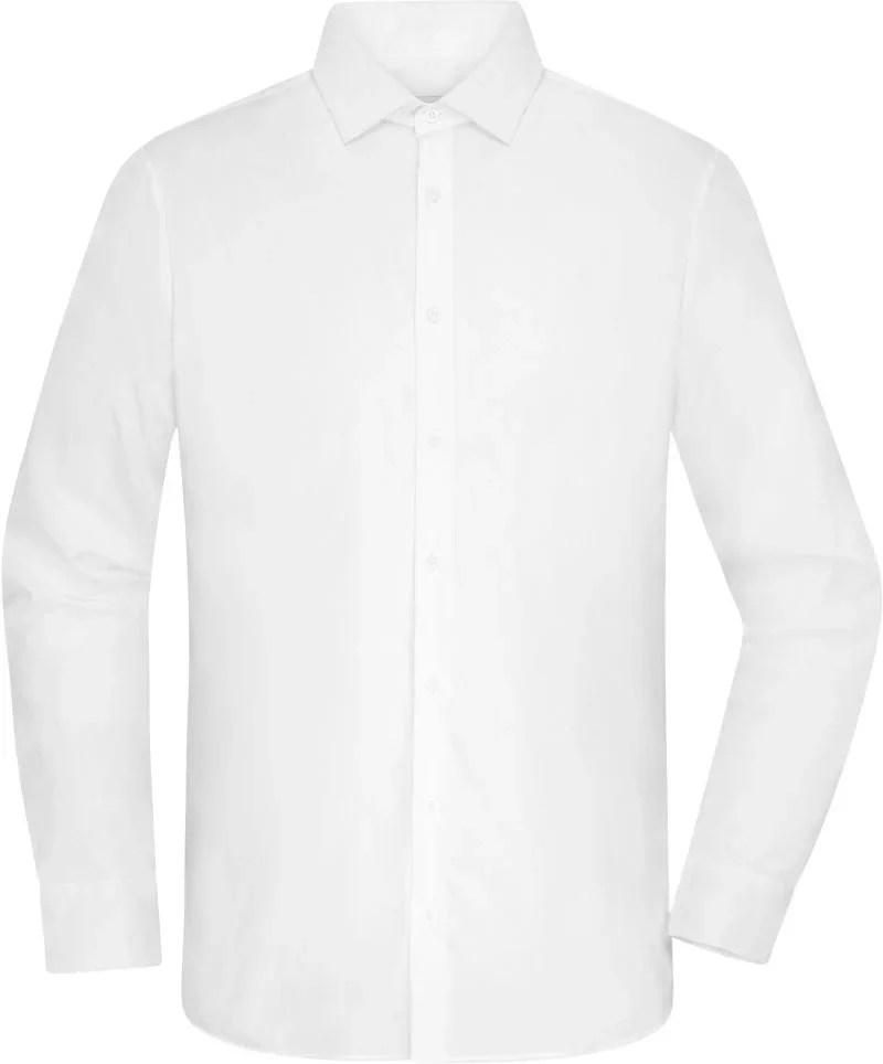 James & Nicholson JN 1374 – Mix Popeline Hemd langarm – White