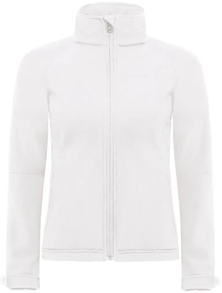 B&C Collection Hooded Softshell – Damen 3-Lagen Kapuzen Softshell Jacke – White