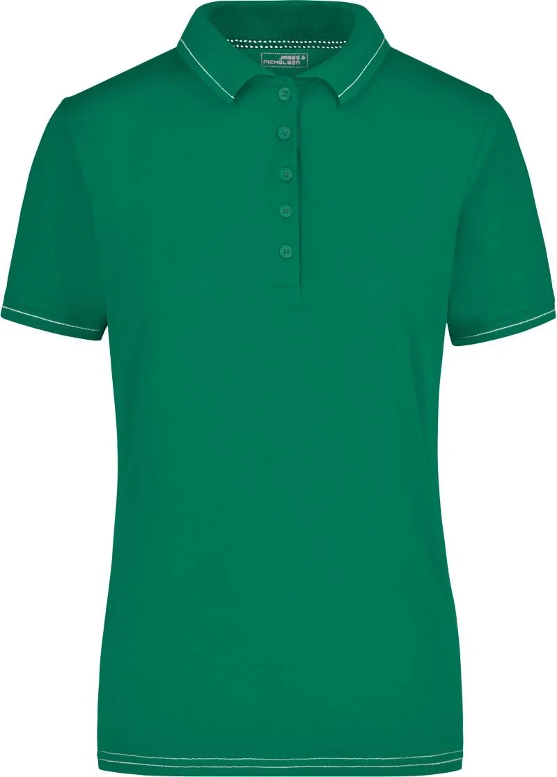 James & Nicholson JN 568 – Damen Jersey Stretch Polo – Irish Green/White