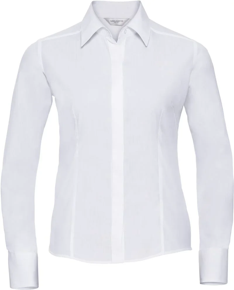 Russell Athletic 924F – Popeline Bluse langarm – White