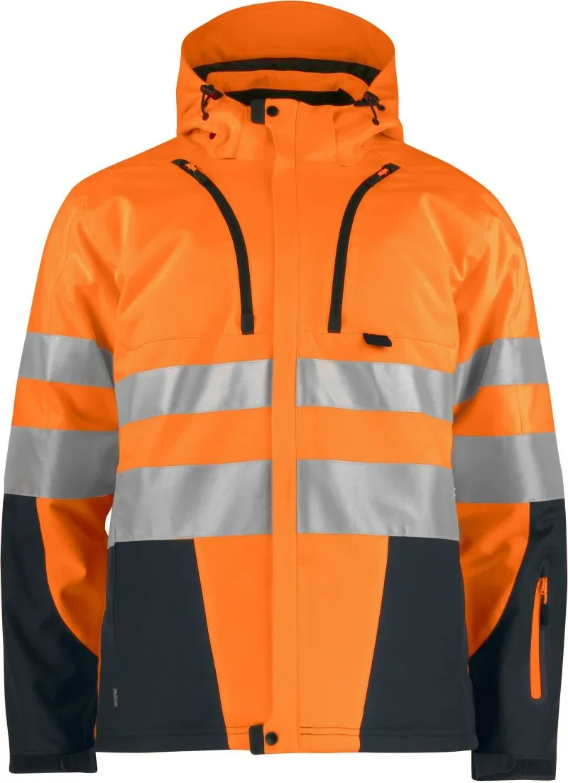 Projob 6420 Padded Softshell – 3-Lagen Sicherheits Softshell Jacke – Hi Vis Orange/Black