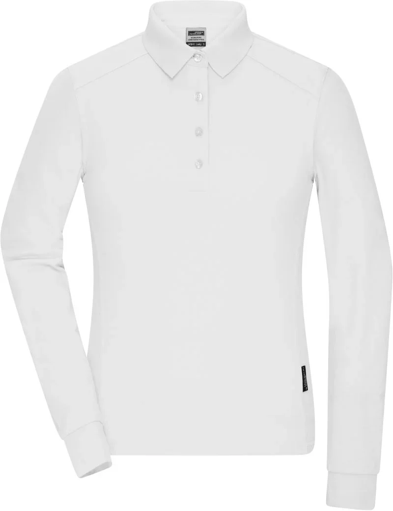 James & Nicholson JN 1841 – Damen Piqué Workwear Polo langarm – White