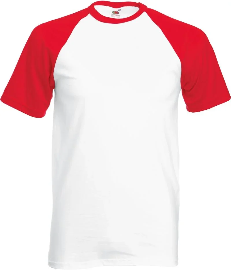 Fruit of the Loom Baseball T – Raglan T-Shirt – White/Red