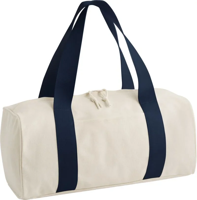 BagBase BG 676 – Runde Sporttasche "Edit Duffle" – Natural/Navy