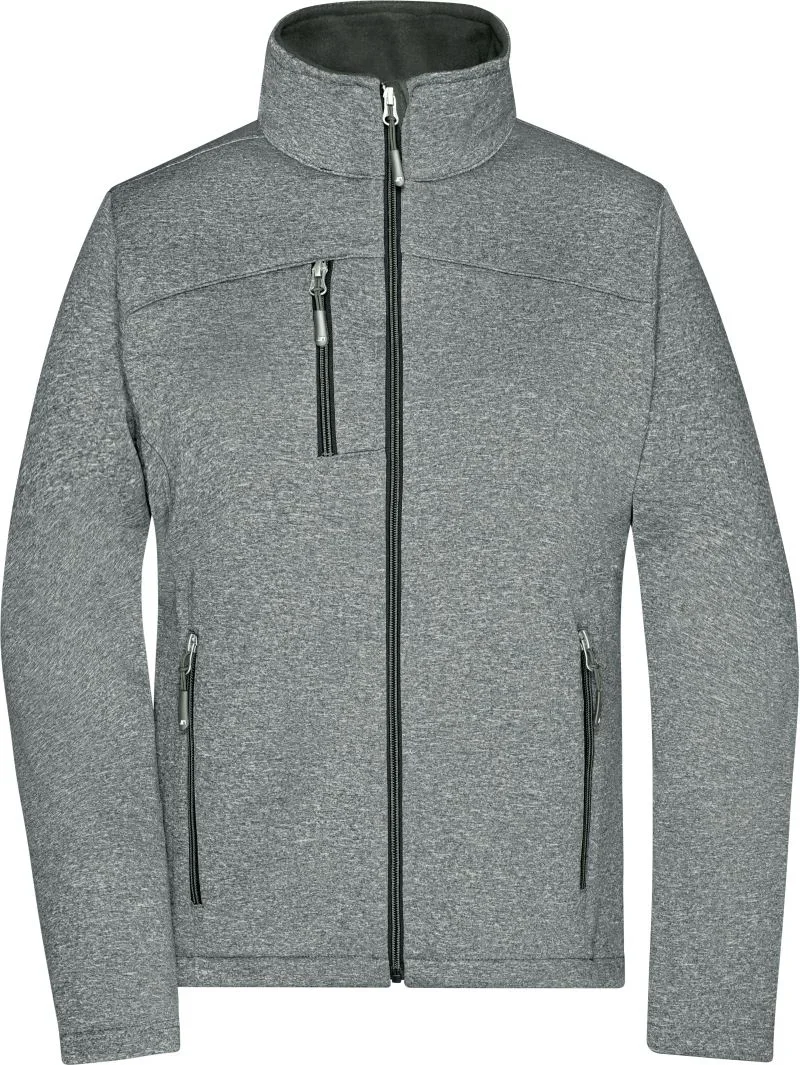 James & Nicholson JN 1147 – Damen 2-Lagen Melange Softshell Jacke – Dark Melange/Black
