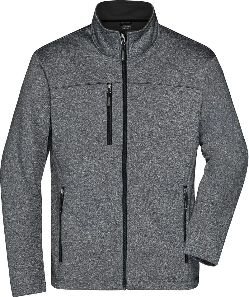 James & Nicholson JN 1148 – Herren 2-Lagen Melange Softshell Jacke – Dark Melange/Black