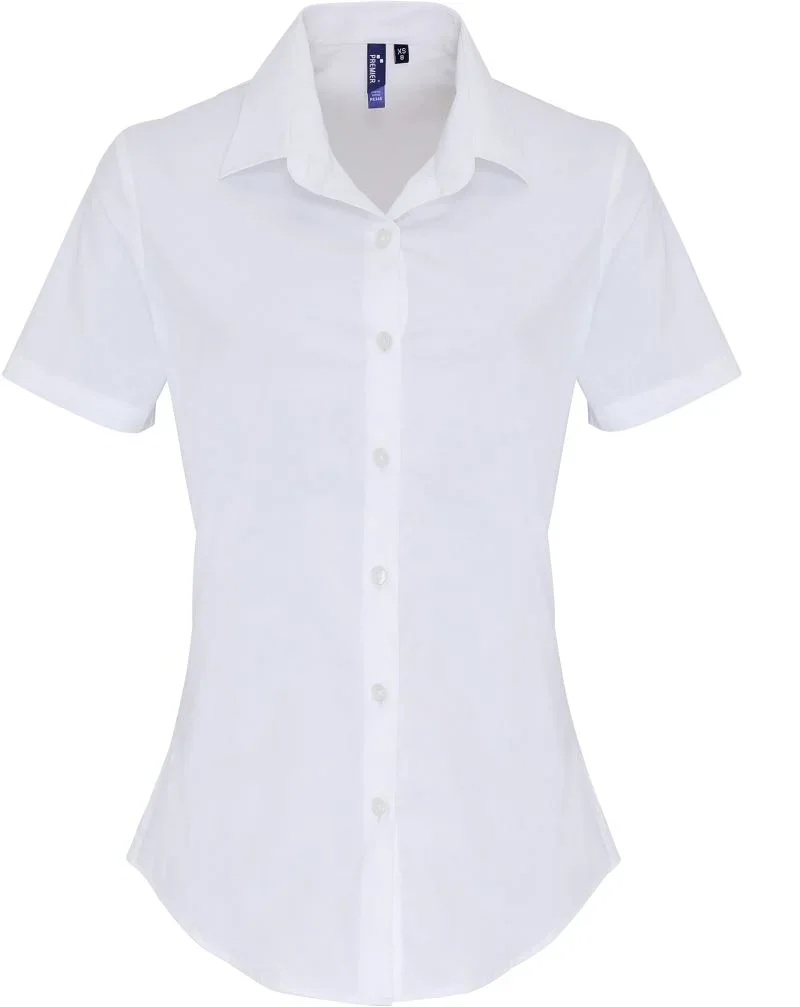 Premier PR 346 – Popeline Stretch Bluse kurzarm – White
