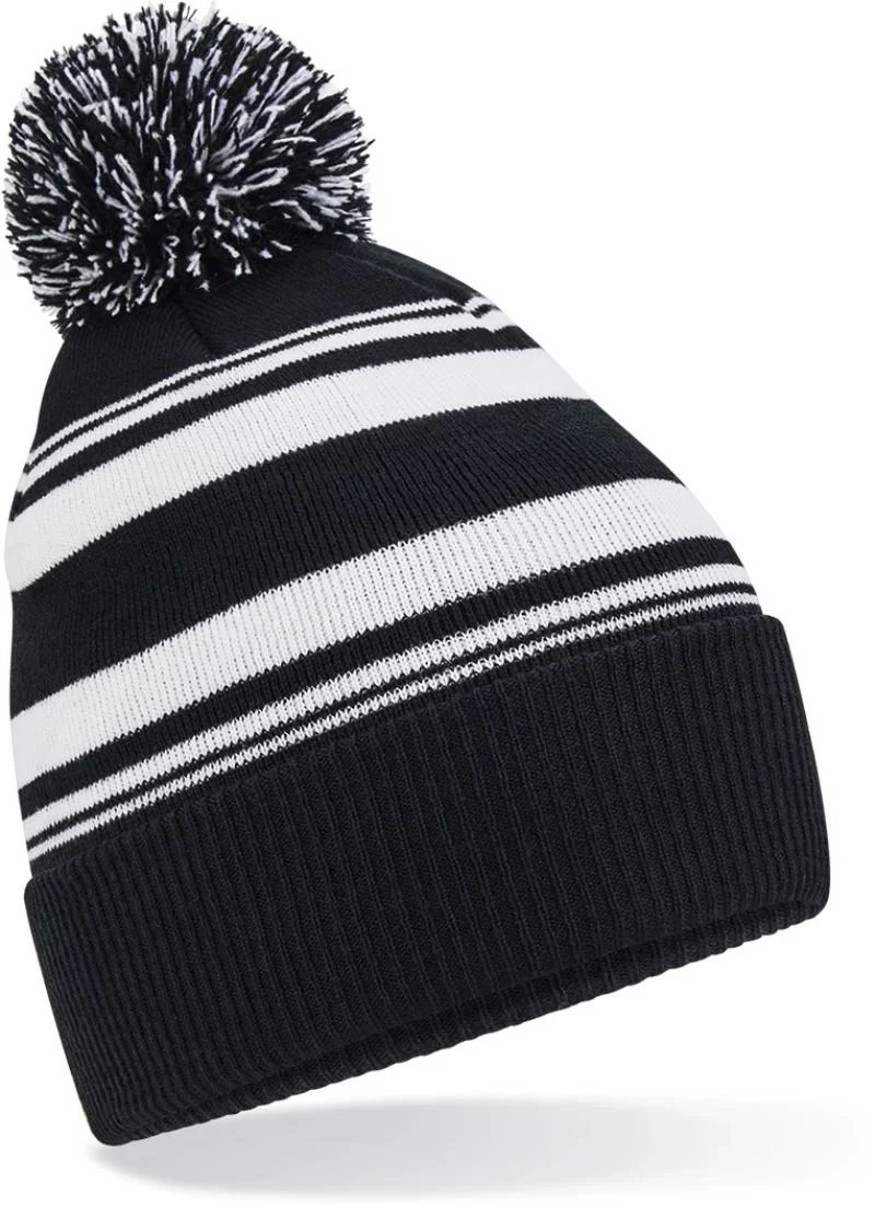 Beechfield B 473R – Strickmütze mit Streifen "Fan" – Black/White