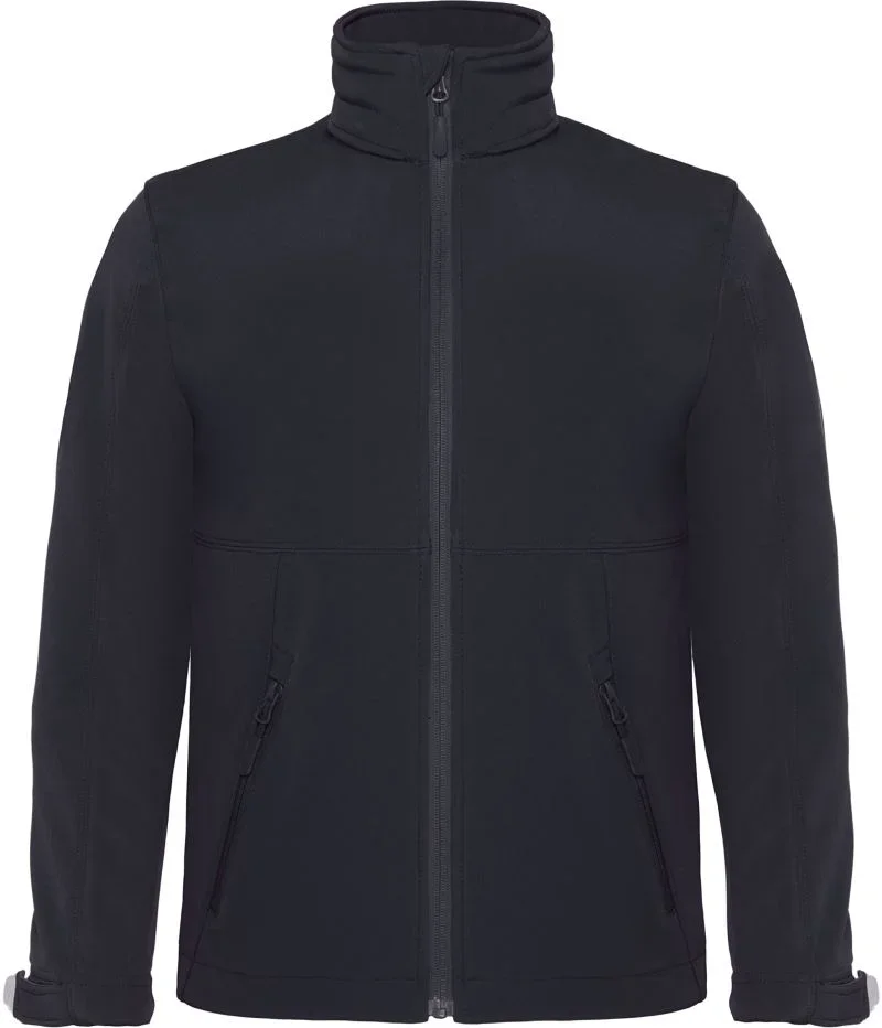 B&C Collection Hooded Softshell – Kinder 3-Lagen Softshell Jacke – Black