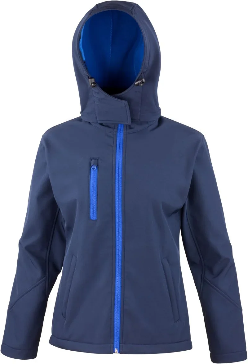 Result R 230F – Damen 3-Lagen Softshell Kapuzenjacke – Navy/Royal