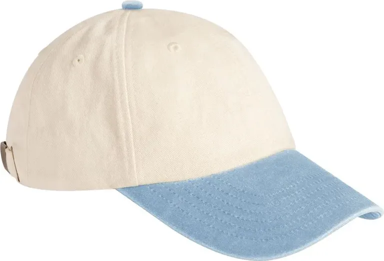 Beechfield B 673 – 6 Panel Niedrigprofil Kontrast Kappe – Natural/Vintage Light Blue