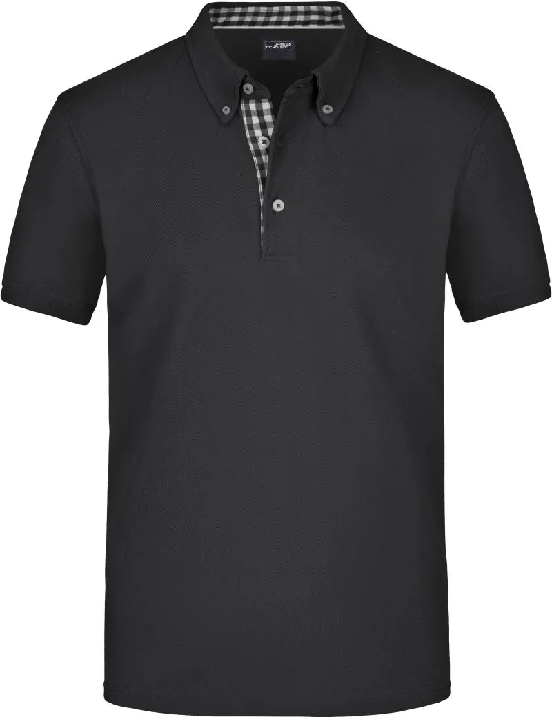 James & Nicholson JN 964 – Herren Button-Down Piqué Polo – Black/Black White