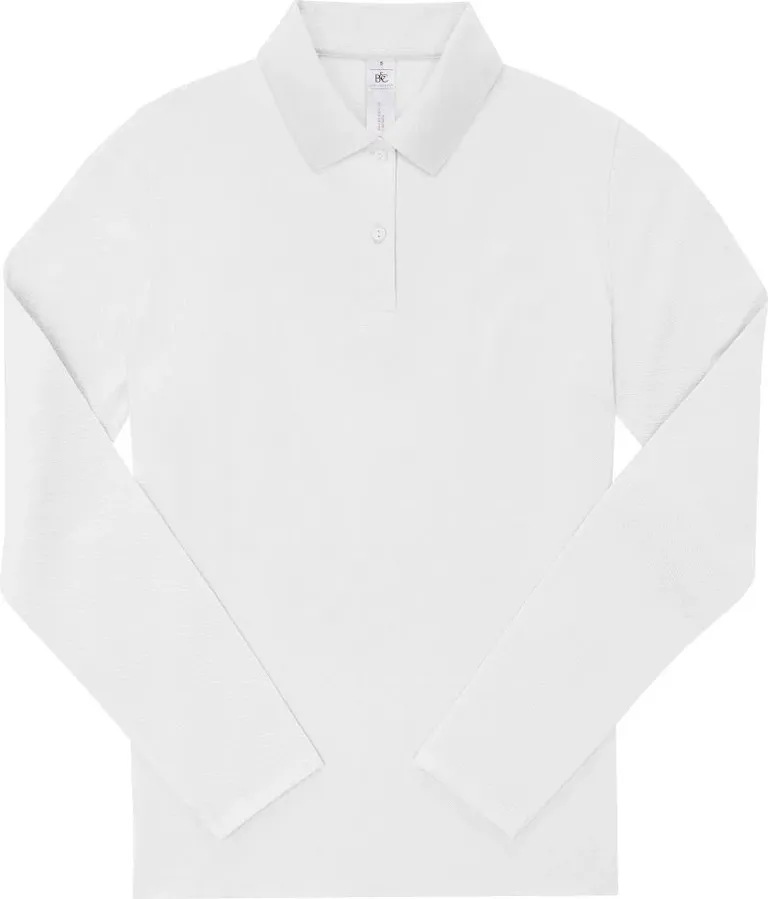 B&C Collection My Polo 210 LSL – Schweres Damen Piqué Polo langarm – White
