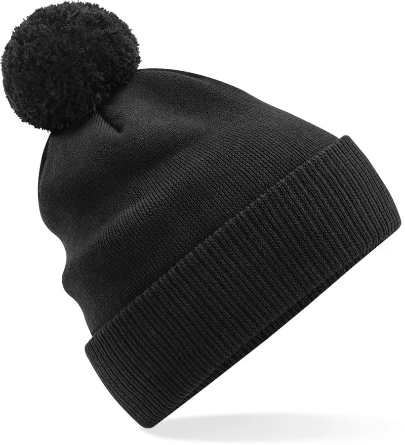 Beechfield B 450N – Bio Strickmütze mit Pompon "Snowstar®" – Black