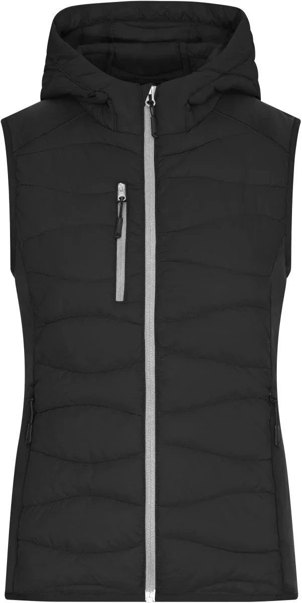 James & Nicholson JN 1327 – Damen Stretch Fleece Bodywarmer – Black/Black